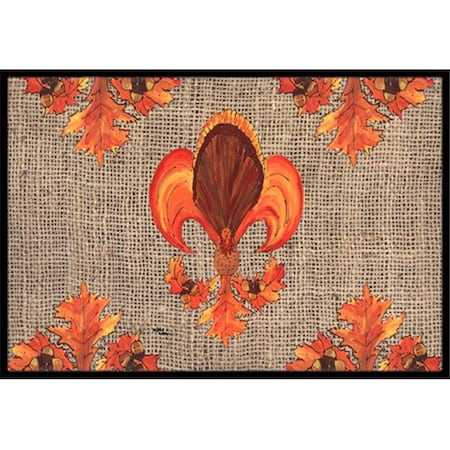 Carolines Treasures Carolines Treasures 8744MAT 18 x 27 in. Thanksgiving Turkey Fleur De Lis Indoor & Outdoor Doormat 8744MAT